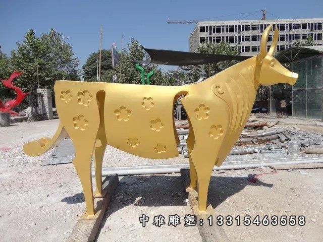 十二生肖牛不锈钢雕塑
