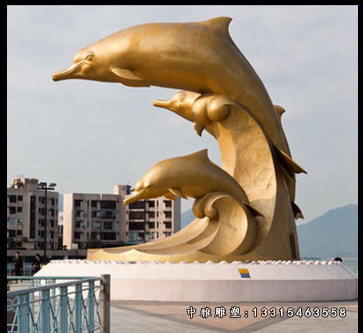 铜雕动物海豚