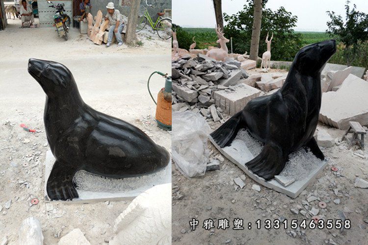 海豹动物石雕雕塑