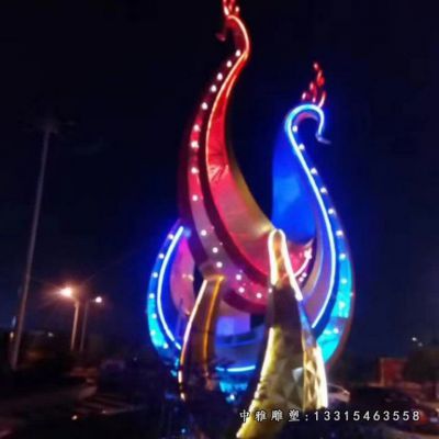 不锈钢大型公鸡灯饰雕塑