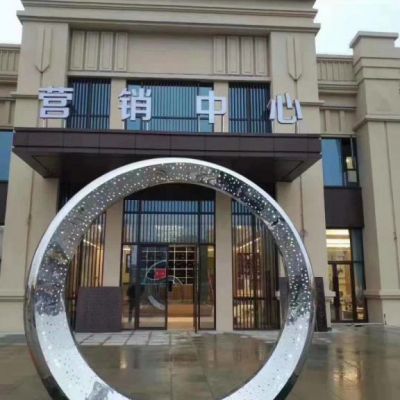 不锈钢草坪圆环装饰雕塑