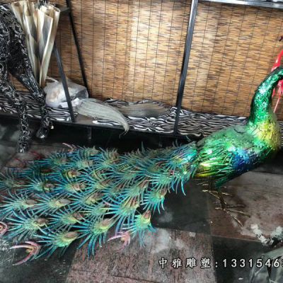 不锈钢动物孔雀开屏雕塑