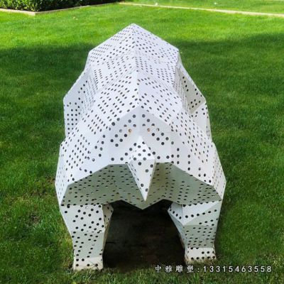 不锈钢草坪狗熊动物雕塑