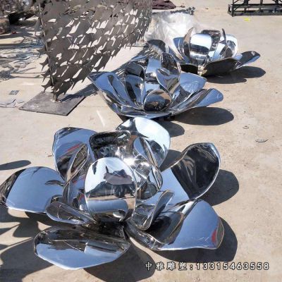 公园镜面荷花不锈钢雕塑