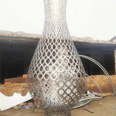 不锈钢广场大型花瓶雕塑