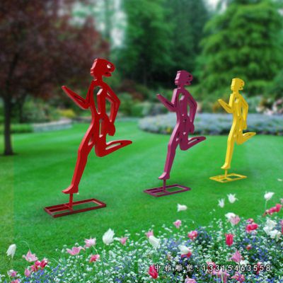 户外抽象跑步人物不锈钢雕塑