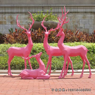 公园不锈钢几何鹿雕塑