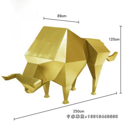 不锈钢抽象十二生肖牛雕塑