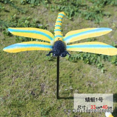 不锈钢小型彩绘蜻蜓雕塑