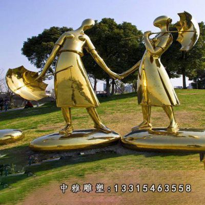 不锈钢广场跳舞情侣雕塑