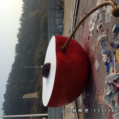 不锈钢公园半块苹果雕塑