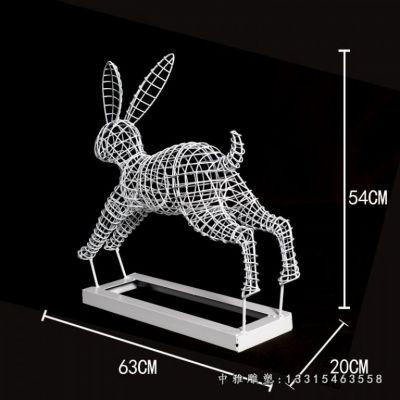 跳跃镂空兔子不锈钢雕塑