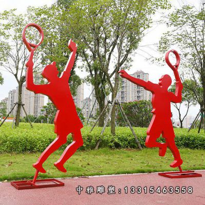 公园不锈钢剪影羽毛球人物雕塑