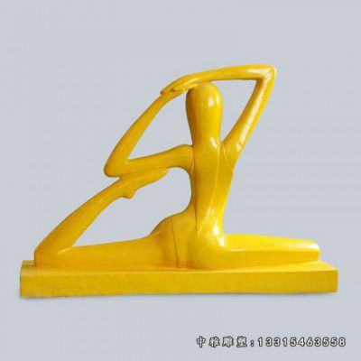 广场抽象不锈钢瑜伽人物雕塑