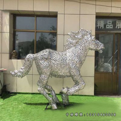 不锈钢草原奔跑马雕塑