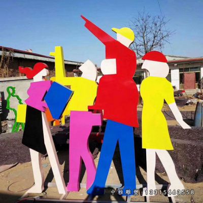 广场不锈钢剪影购物人物雕塑