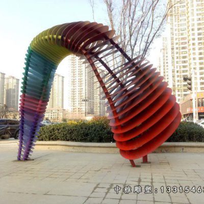 不锈钢抽象彩虹景观雕塑