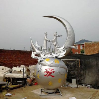 不锈钢广场牛郎织女人物雕塑