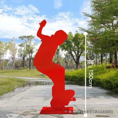 户外不锈钢滑板运动人物雕塑
