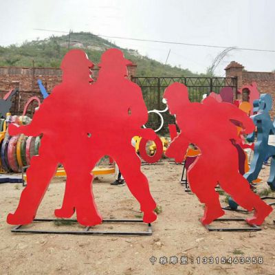 不锈钢公园消防员人物雕塑