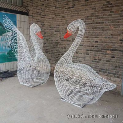 镂空动物天鹅不锈钢雕塑