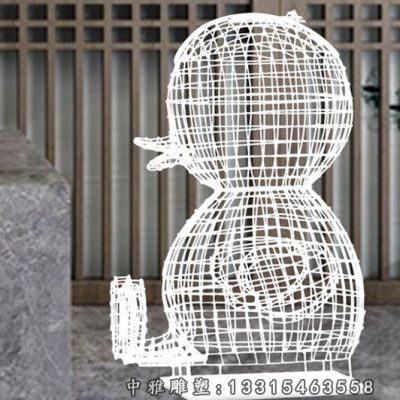 广场坐姿鸭子不锈钢雕塑