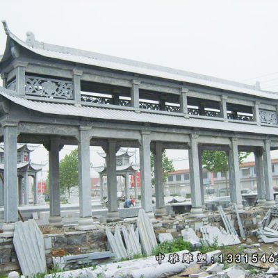 大型石雕双层凉亭