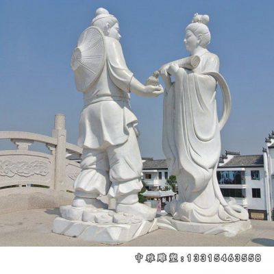 神话故事石雕牛郎织女