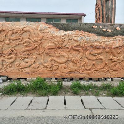 广场大型九龙壁石雕
