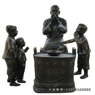 铜雕小品吹糖人雕塑