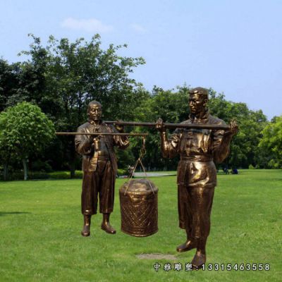 铜雕农耕主题人物