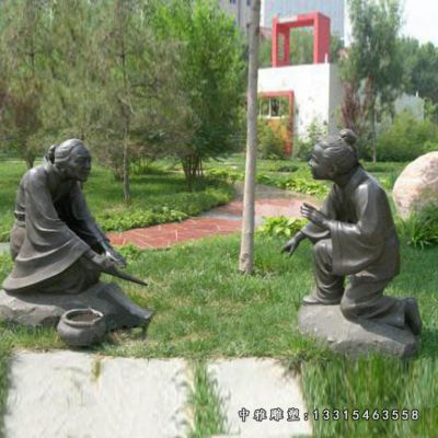 铜雕校园铁杵磨针