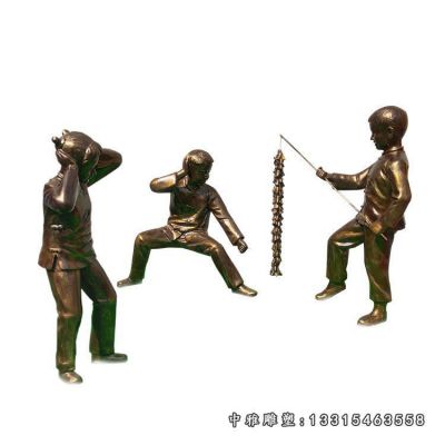 铜雕放鞭炮儿童雕塑