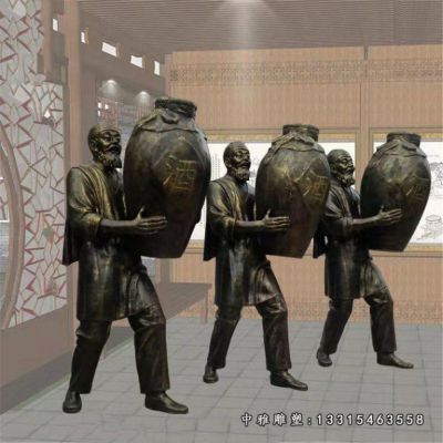 铜雕民俗酒文化人物雕塑
