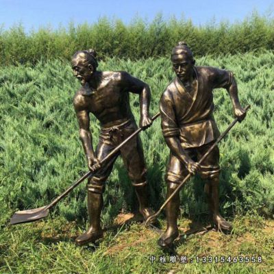 园林锄地人物铜雕