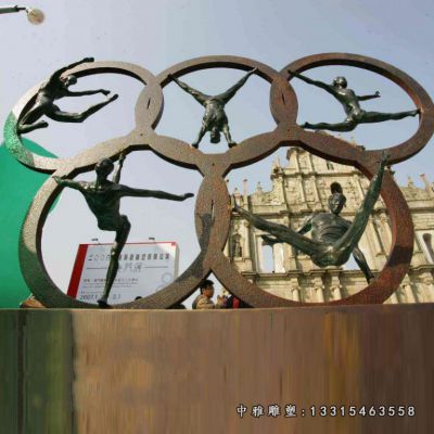 铜雕广场运动人物