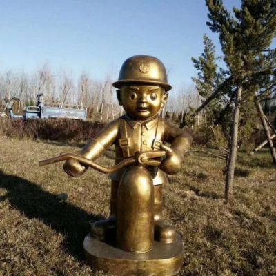 园林消防人物铜雕