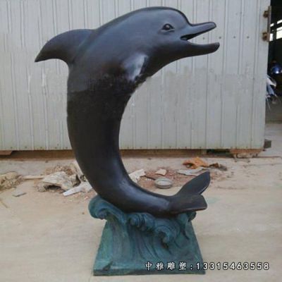 小区跳跃海豚铜雕