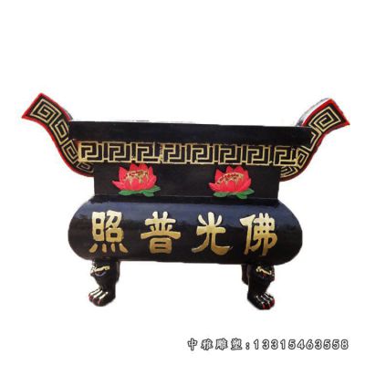 佛光普照方形香炉铜雕