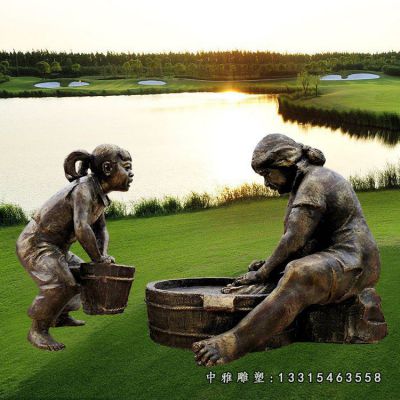 铜雕步行街孝道人物