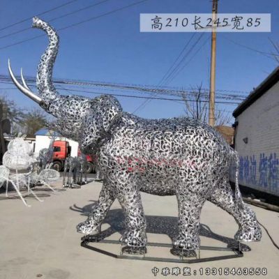 镂空不锈钢大象雕塑