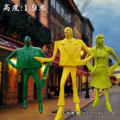 不锈钢抽象购物人物雕塑