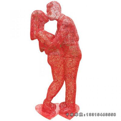 镂空情侣不锈钢雕塑