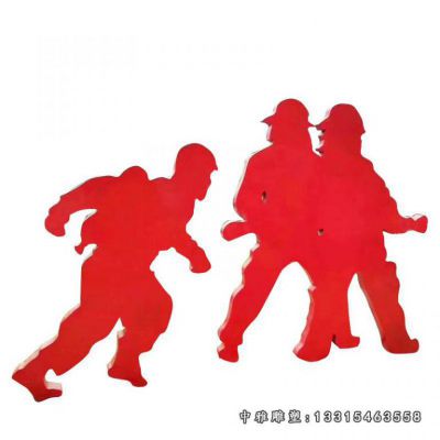 不锈钢广场消防员雕塑