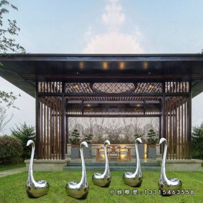 别墅天鹅不锈钢雕塑