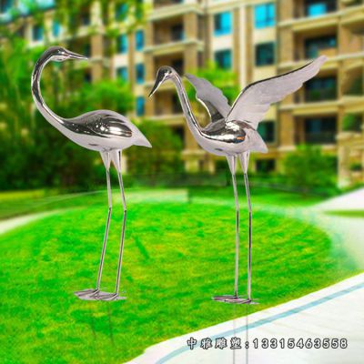 仙鹤展翅不锈钢雕塑