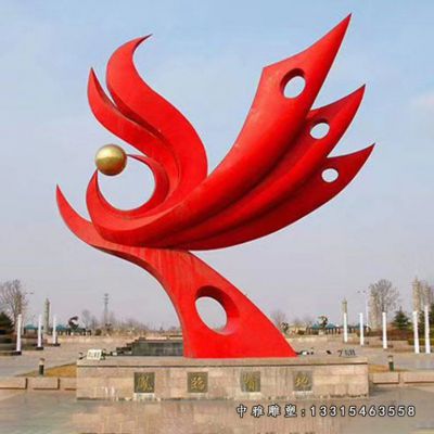 动物抽象凤凰不锈钢雕塑