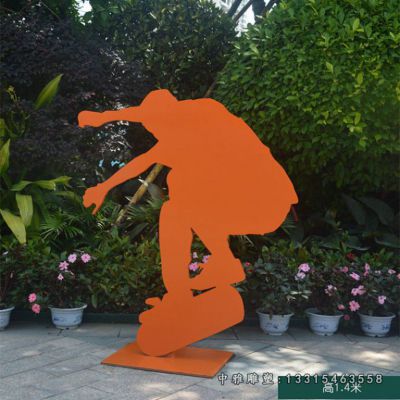 不锈钢彩绘滑板人物雕塑