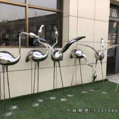 不锈钢公园仙鹤雕塑