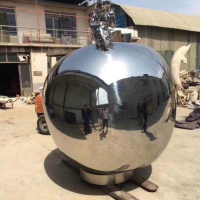 广场苹果不锈钢雕塑